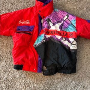 Coca Cola Red and Multicolor Graphic Puffer Jacket
